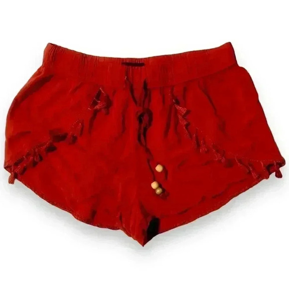 Atmosphere Red Lightweight Tassel Detail Drawstring Short Shorts - Picture 1 of 7